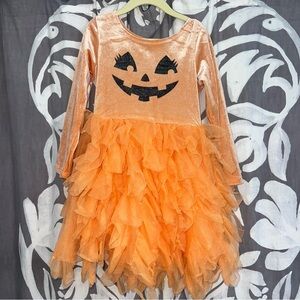 Velour Pumpkin Girls Tutu Dress